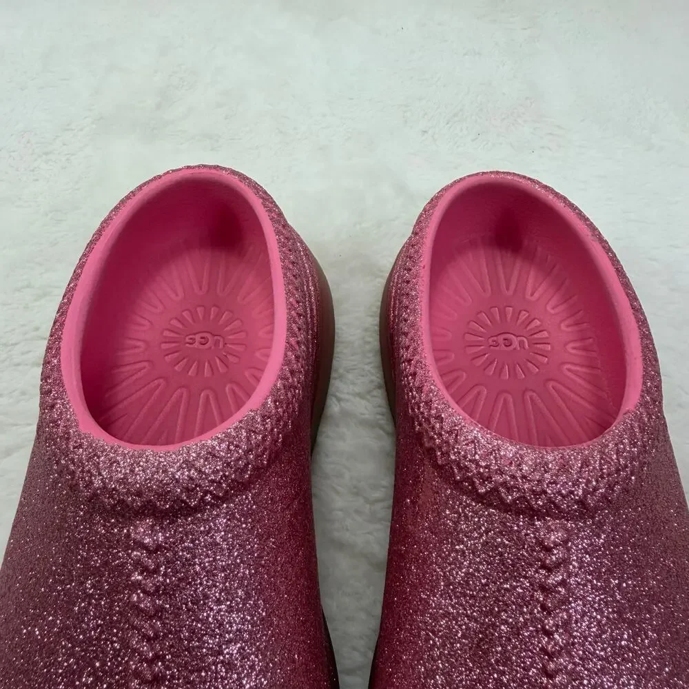 UGG Kids Tasman Sport Glitter Pink Slip-On Comfort Shoes Size 4